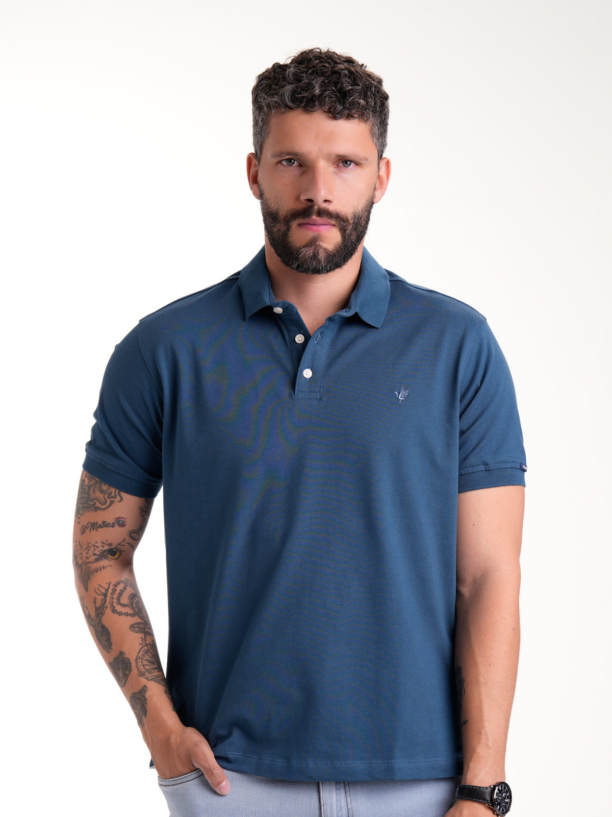 Polo Básico Masculino | Azul Petróleo