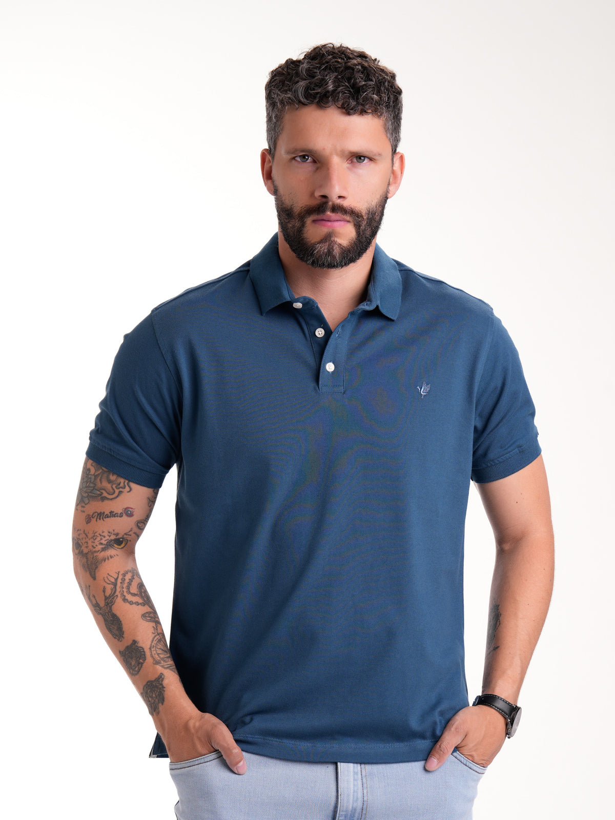 Polo Básico Masculino | Azul Petróleo