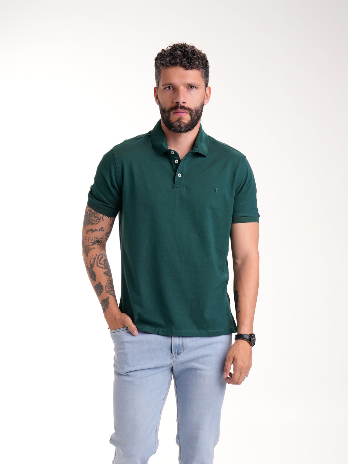 Polo Básico Masculino | Verde Botella — foto 1