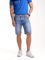 Bermuda Masculina | Azul Claro con Cinta y Cuero en Relojero