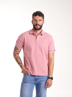 Polo Moda Masculino | Rosado con Cuello a Tono y Líneas Blancas — foto 3