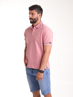 Polo Moda Masculino | Rosado con Cuello a Tono y Líneas Blancas — foto 4