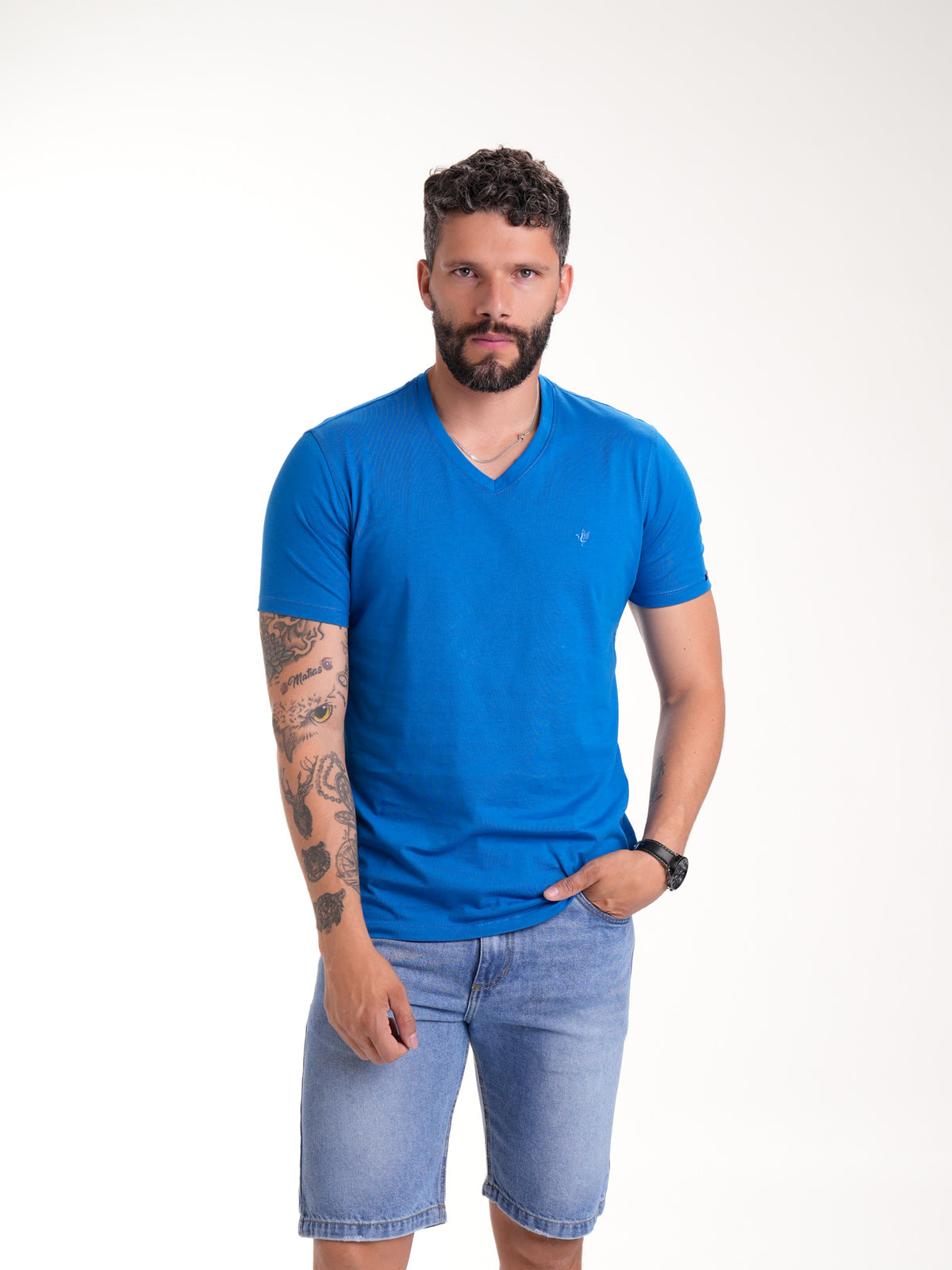 Camiseta Básica Masculina | Azul Medio — foto 1