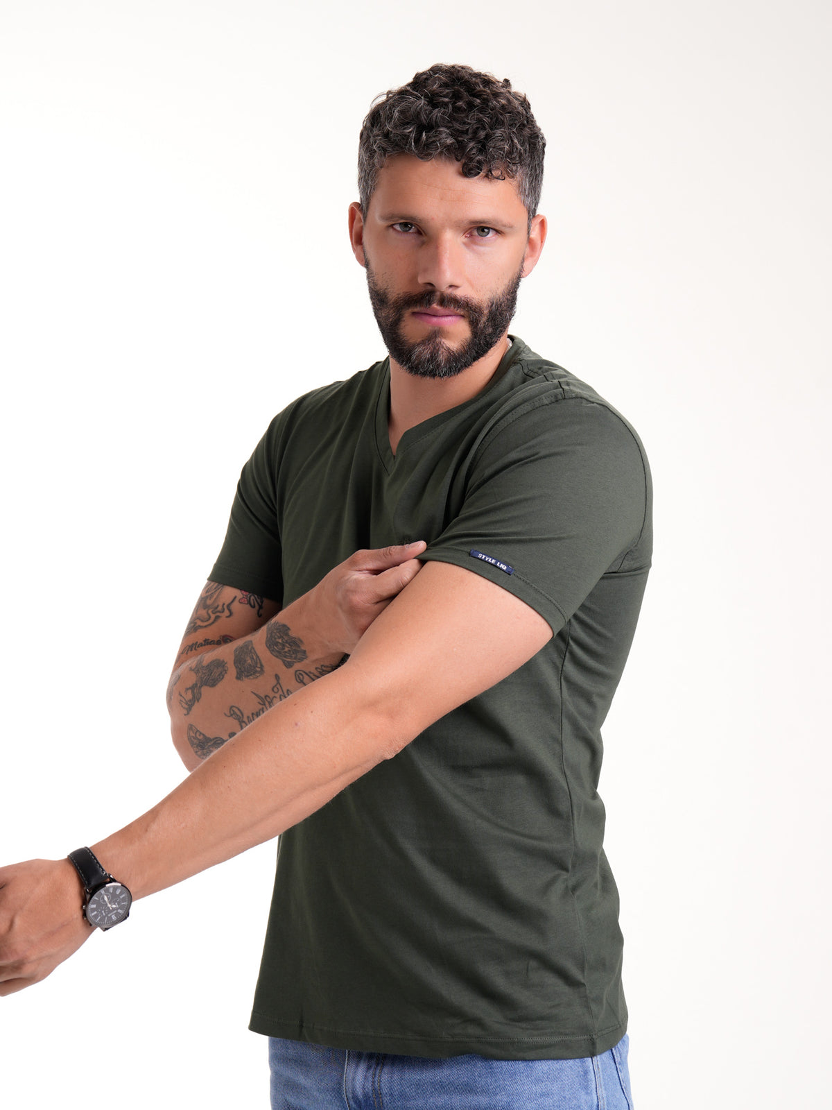 Camiseta Básica Masculina | Verde Militar — foto 5
