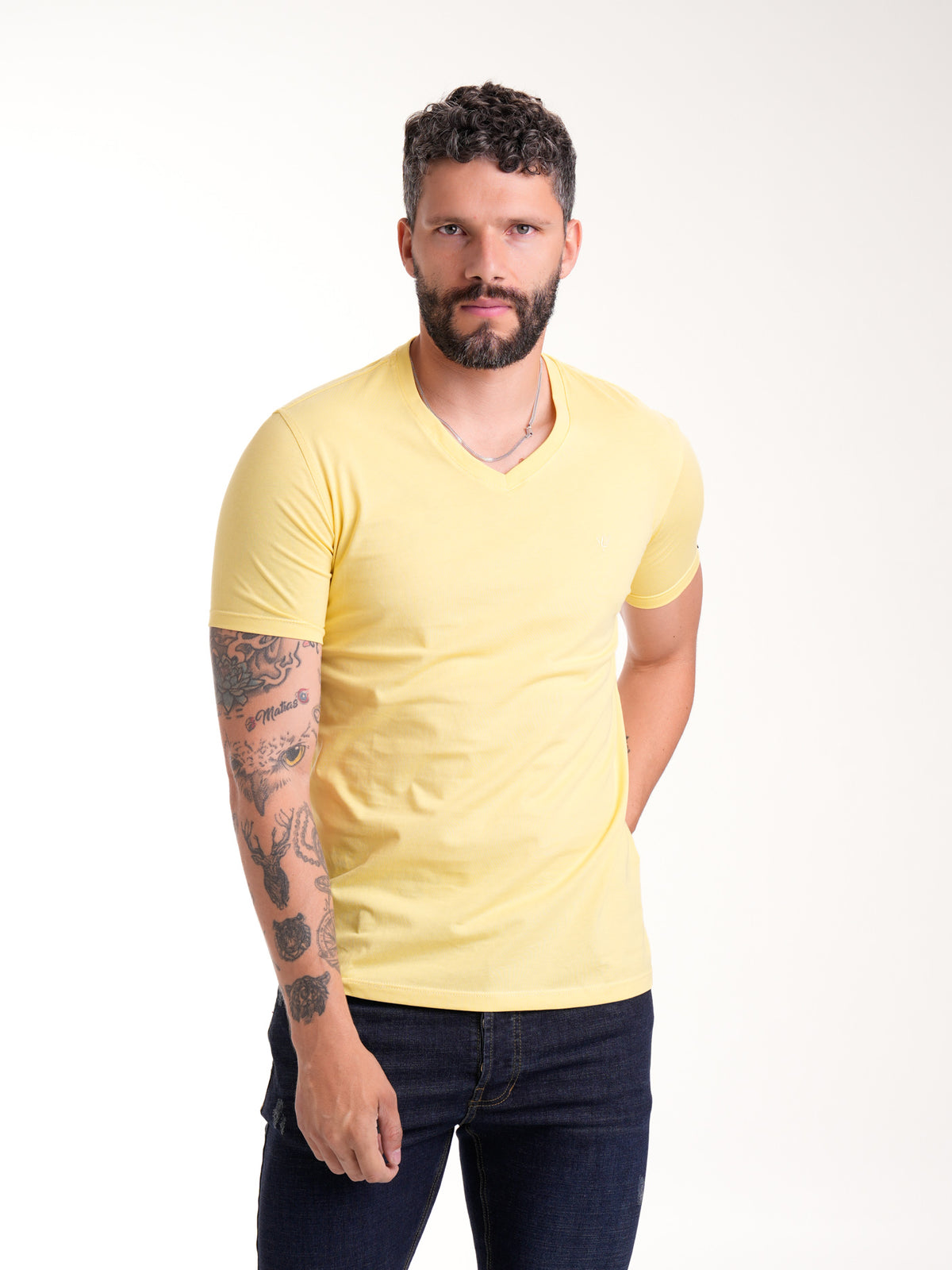 Camiseta Básica Masculina | Amarillo — foto 2