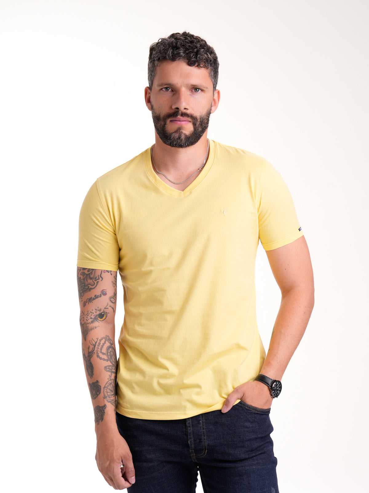 Camiseta Básica Masculina | Amarillo — foto 3