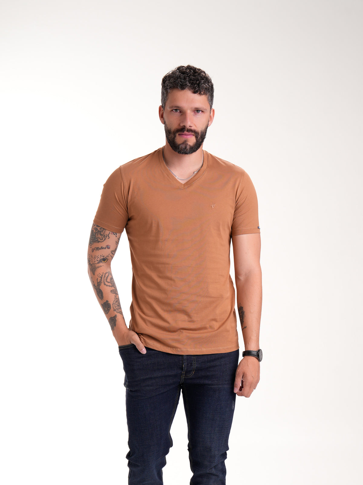 Camiseta Básica Masculina | Café Claro — foto 1