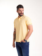 Polo Moda Masculino | Amarillo con Cuello con Franjas Cafés