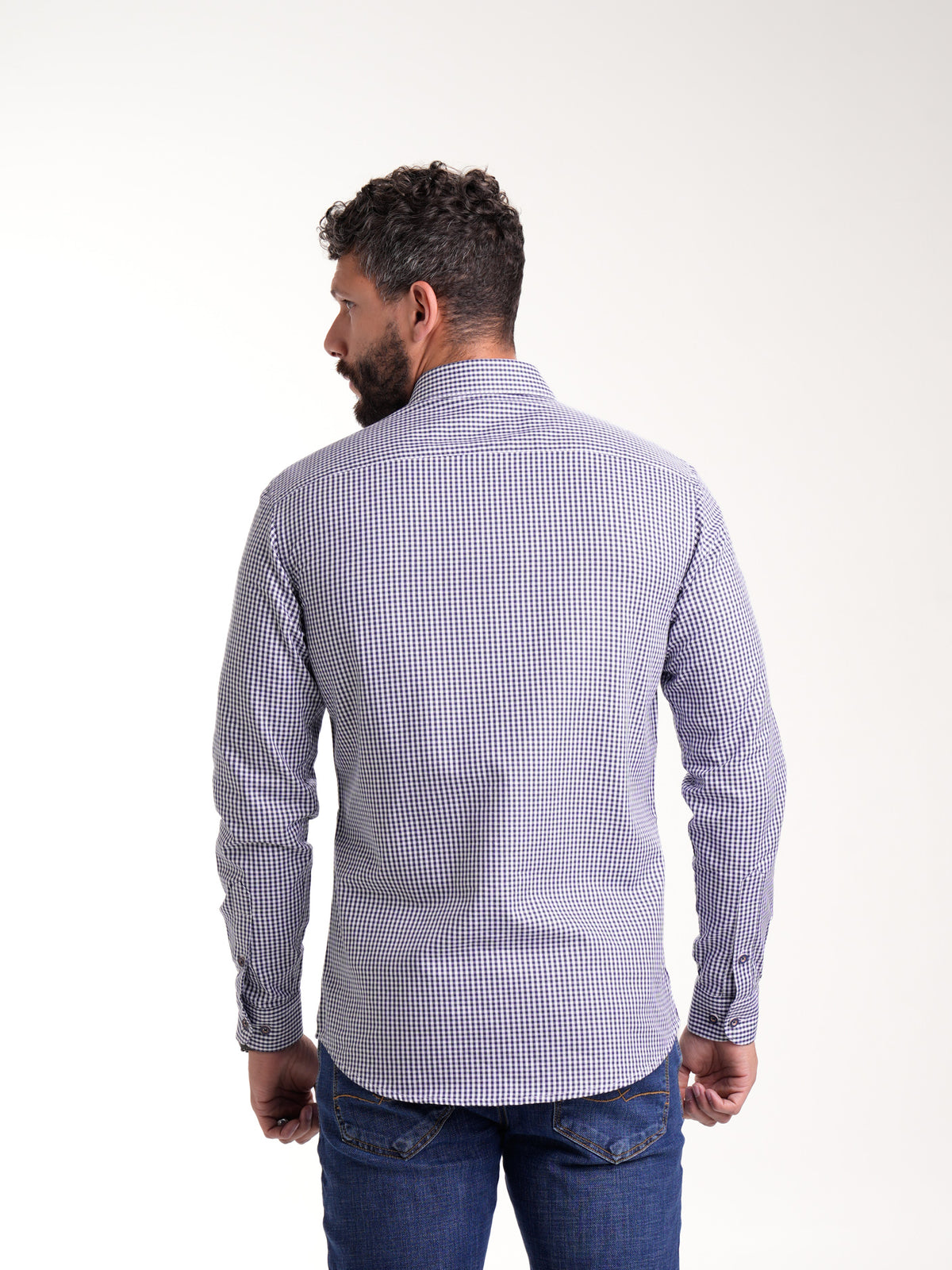 Camisa Masculina Manga Larga | Cuadros Azules