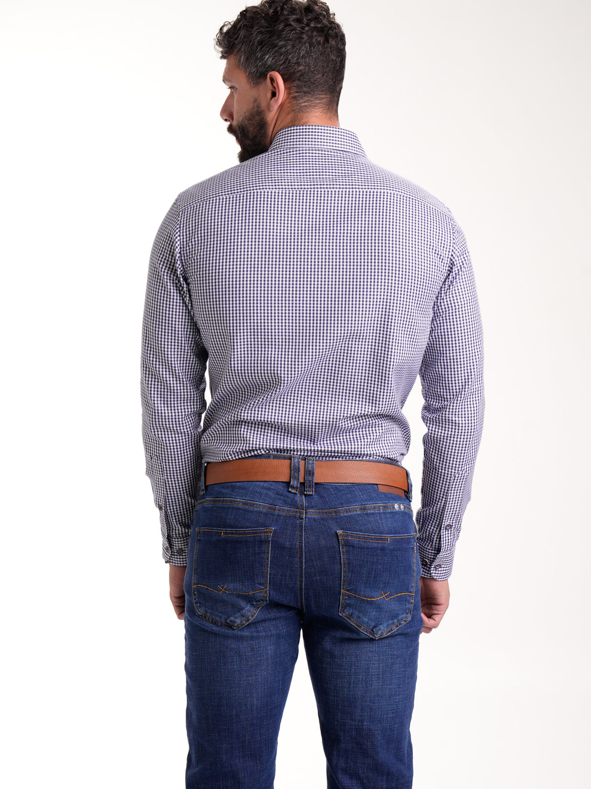 Camisa Masculina Manga Larga | Cuadros Azules