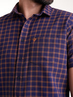 Camisa Masculina Manga Corta | Cuadros Morado y Ocre