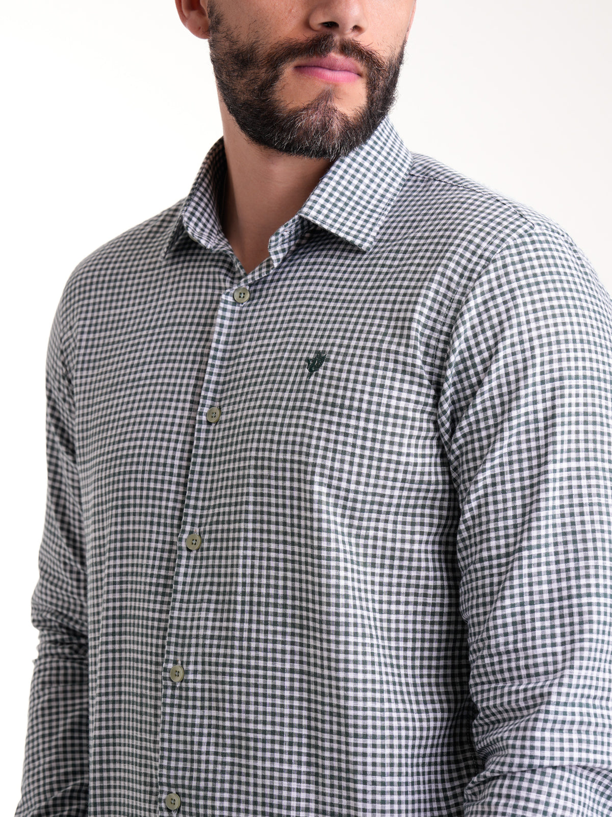 Camisa Masculina Manga Larga | Cuadros Verdes — foto 3