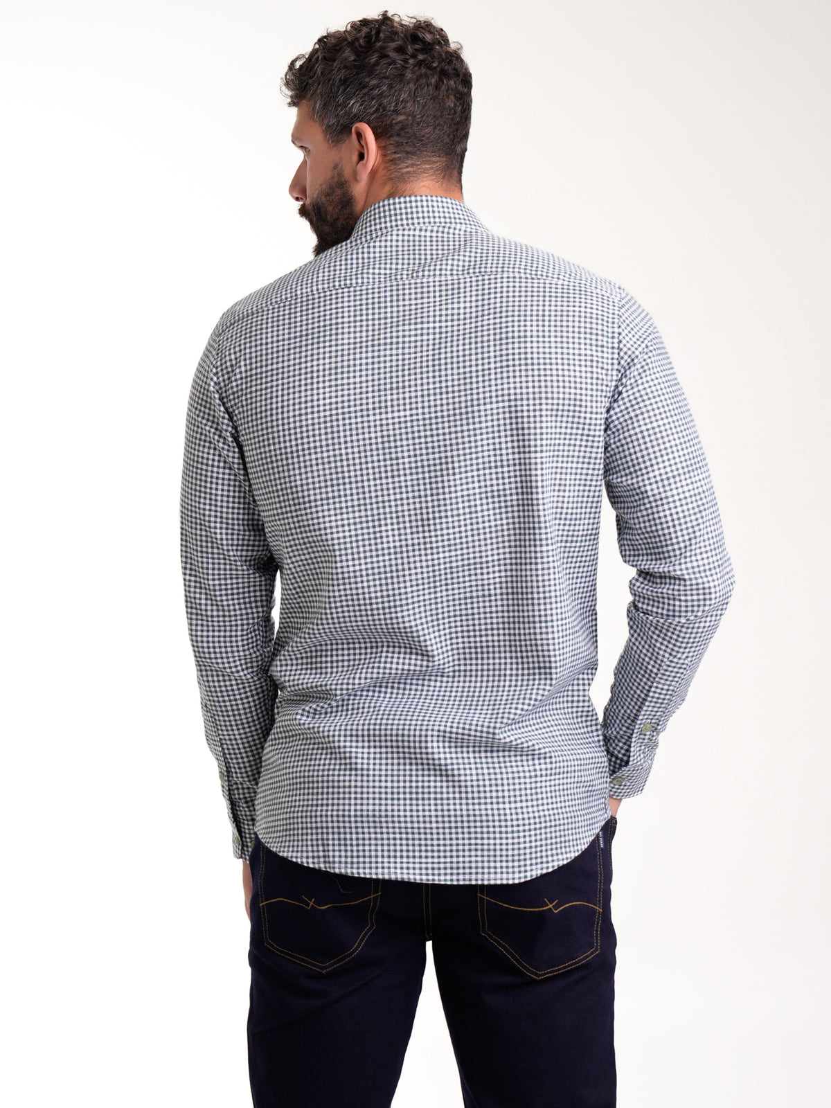 Camisa Masculina Manga Larga | Cuadros Verdes — foto 6