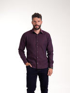 Camisa Masculina Manga Larga | Morado Contraste Cuello — foto 1