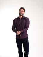 Camisa Masculina Manga Larga | Morado Contraste Cuello — foto 2
