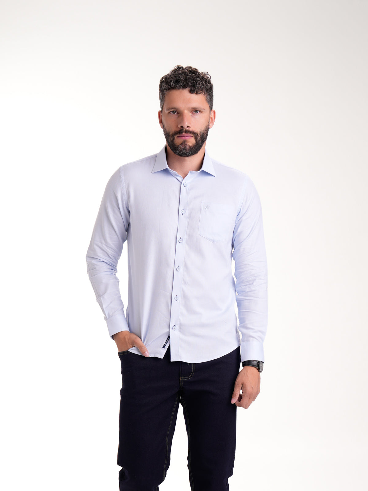 Camisa Masculina Manga Larga | Azul Cielo — foto 1