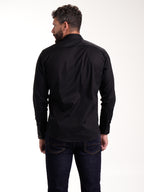 Camisa Masculina Manga Larga | Negro Cinta en Pie de Cuello Vinotinto