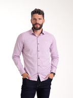 Camisa Masculina Manga Larga | Lila y Pie de Cuello en Contraste Morado — foto 2