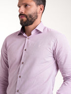 Camisa Masculina Manga Larga | Lila y Pie de Cuello en Contraste Morado — foto 4