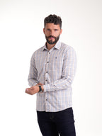 Camisa Masculina Manga Larga | Cuadros Azules Cafés — foto 2