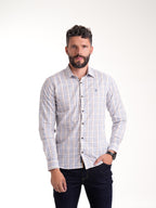 Camisa Masculina Manga Larga | Cuadros Azules Cafés — foto 3