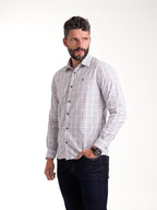 Camisa Masculina Manga Larga | Cuadros Azules Cafés — foto 4
