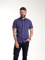 Camisa Masculina Manga Corta | Rayas Azules — foto 1