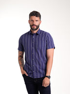Camisa Masculina Manga Corta | Rayas Azules — foto 2