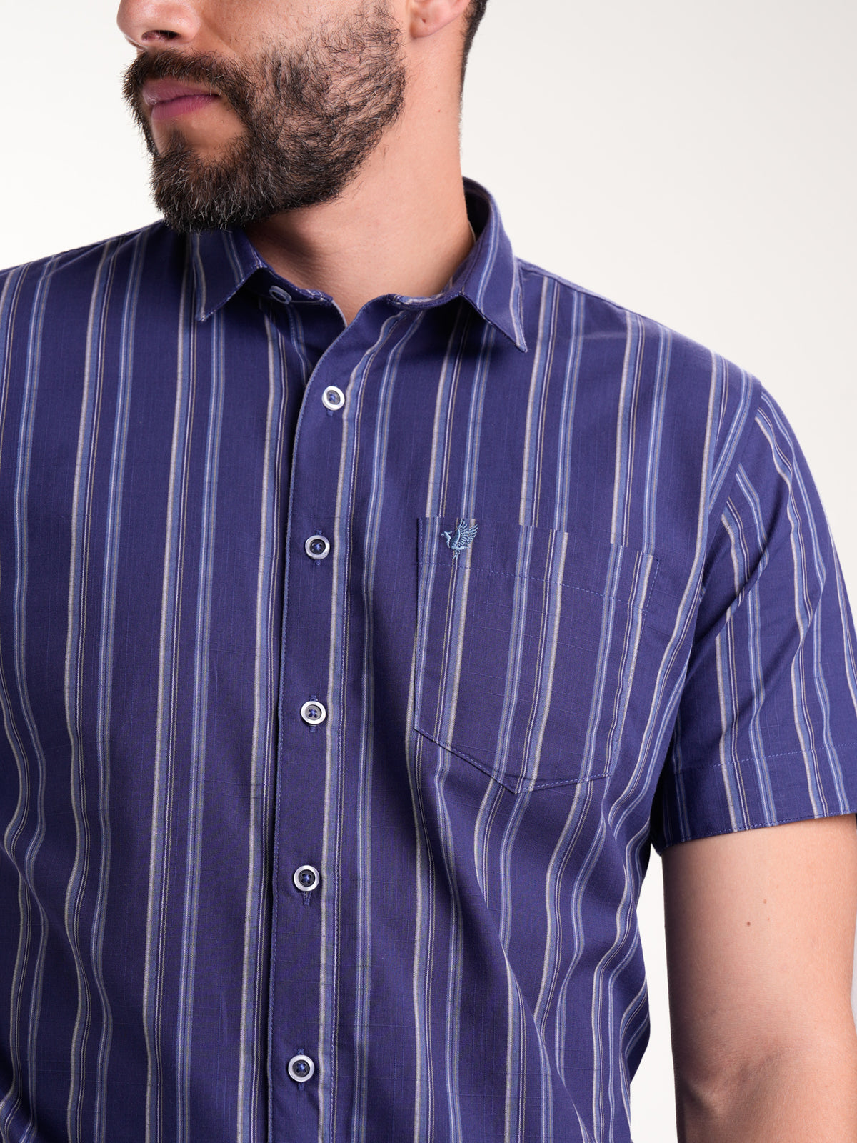 Camisa Masculina Manga Corta | Rayas Azules — foto 4