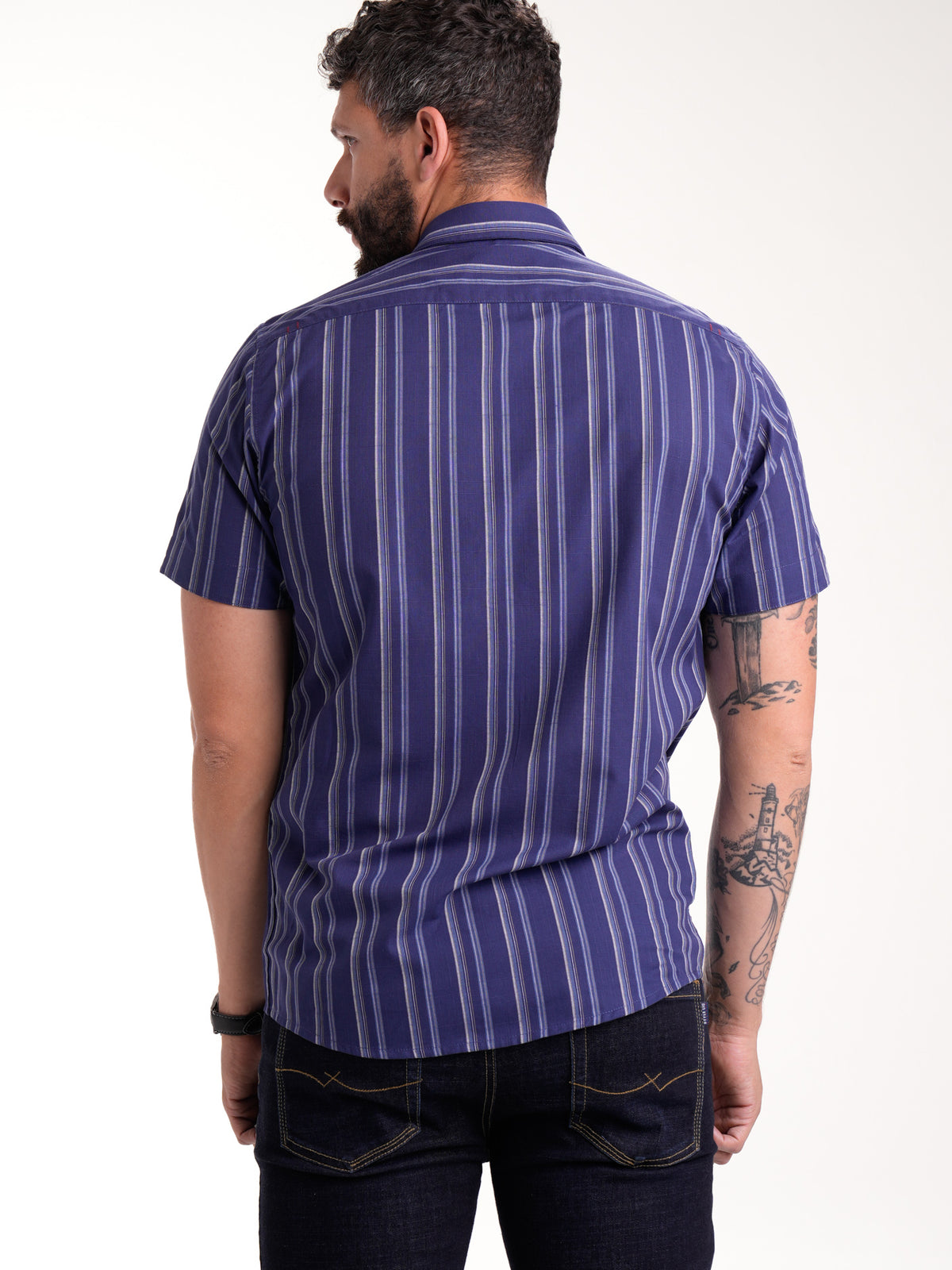 Camisa Masculina Manga Corta | Rayas Azules — foto 6