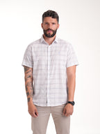 Camisa Masculina Manga Corta | Cuadros Azules Claro y Negro