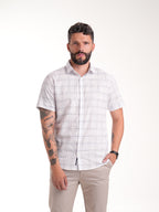 Camisa Masculina Manga Corta | Cuadros Azules Claro y Negro
