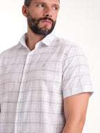 Camisa Masculina Manga Corta | Cuadros Azules Claro y Negro