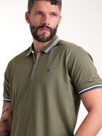 Polo Moda Masculino | Verde Militar con Cremallera — foto 4