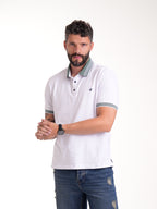 Polo Moda Masculino | Blanco con Cuello Verde