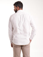 Camisa Masculina Manga Larga | Blanco Botón Verde Oliva — foto 6