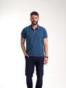 Polo Moda Masculino | Azul Petróleo con Cremallera
