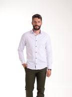 Camisa Masculina Manga Larga | Blanco con Botones Negros