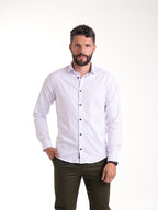 Camisa Masculina Manga Larga | Blanco con Botones Negros