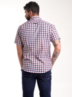 Camisa Masculina Manga Corta | Cuadros Naranjas Azules — foto 6