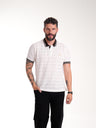 Polo Moda Masculino | Hueso Texturizado con Cuello Café