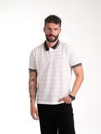 Polo Moda Masculino | Hueso Texturizado con Cuello Café