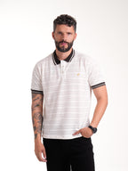 Polo Moda Masculino | Hueso Texturizado con Cuello Café