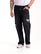 Jean Masculino | Gris con Destroyer Delanteros y Placa Bolsillo Trasero Derecho