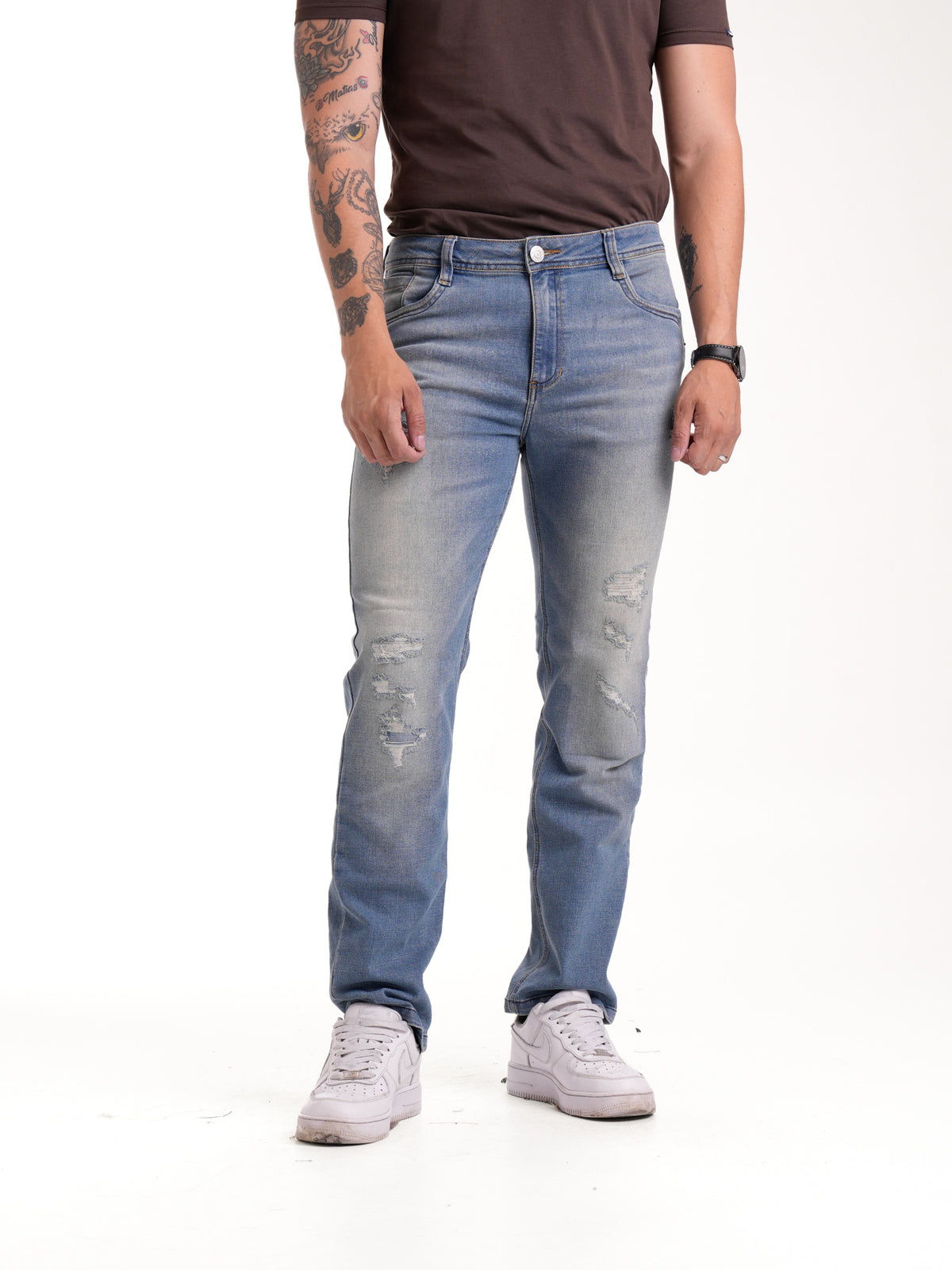 Jean Masculino | Azul Claro Destroyer en Delanteros Junto con Bigotes