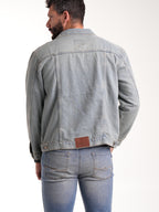 Chaqueta Masculina | Denim Azul Claro Botones Bronce Verdoso y Placa en el Bolsillo Izquierdo — foto 7