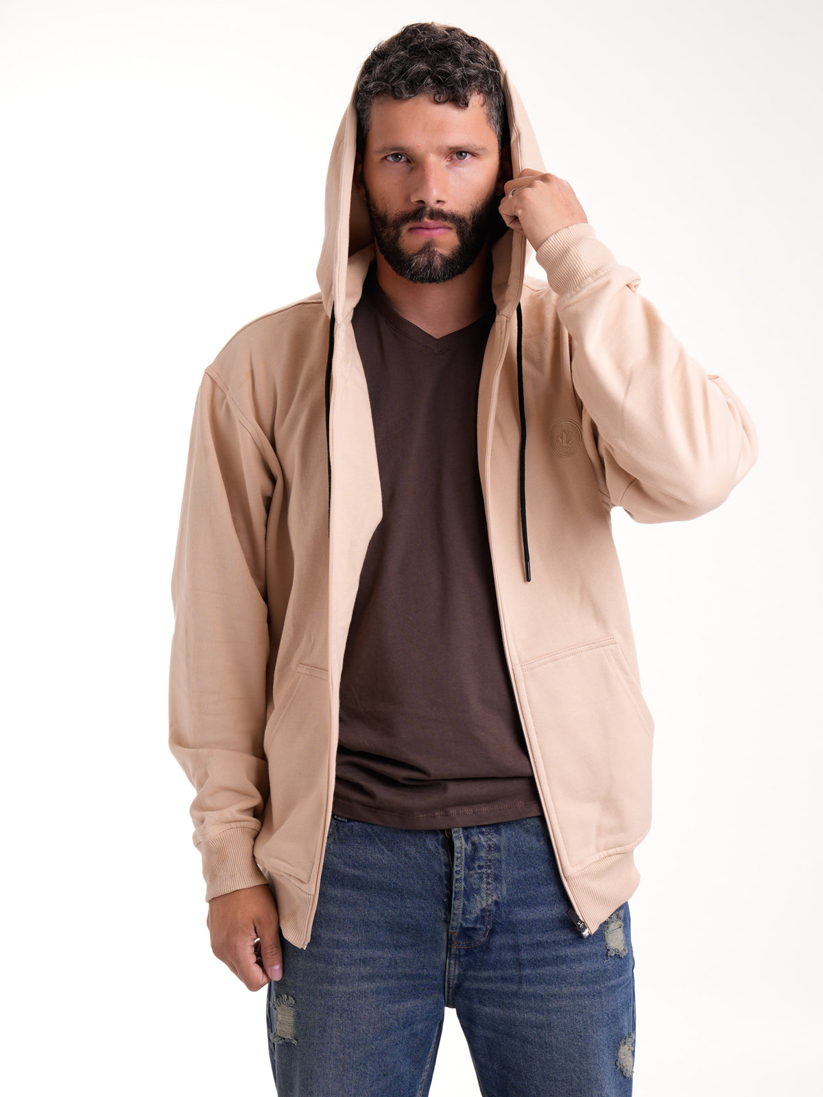Buso Masculino | con Capota Abierta Arena Cordón Negro