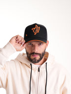 Gorra Unisex | Negro Malla con Logo en Naranja