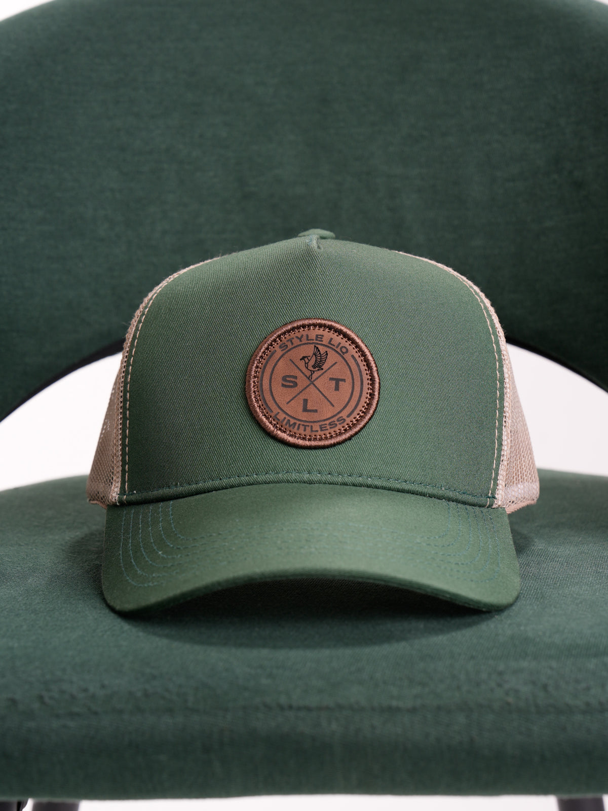 Gorra Unisex | Verde Oliva Beige Logo Café en Malla