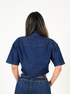 Camisa Crop Denim Azul | Diseño Premium Cropped